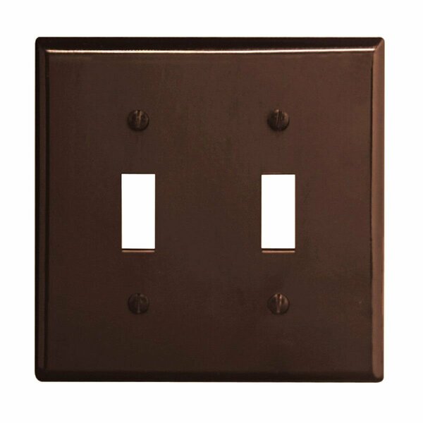 Leviton 2-Gang Plastic Toggle Switch Wall Plate, Brown 001-85009